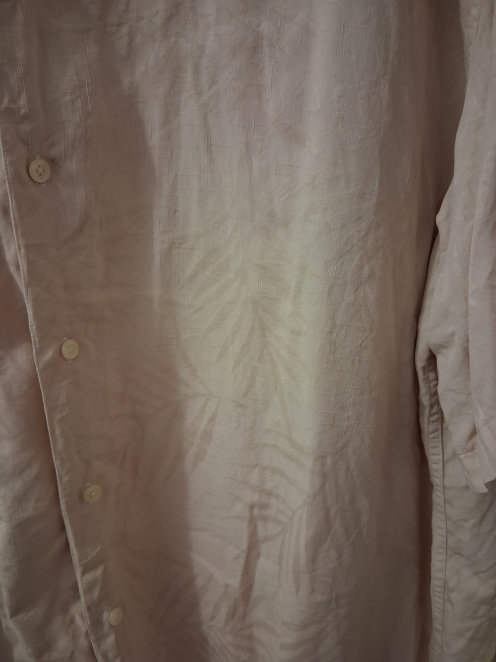 Claiborne Mens XL Beige Silk Woven Solid Short Sleeve Spread Collar Button-Up - Picture 5 of 6